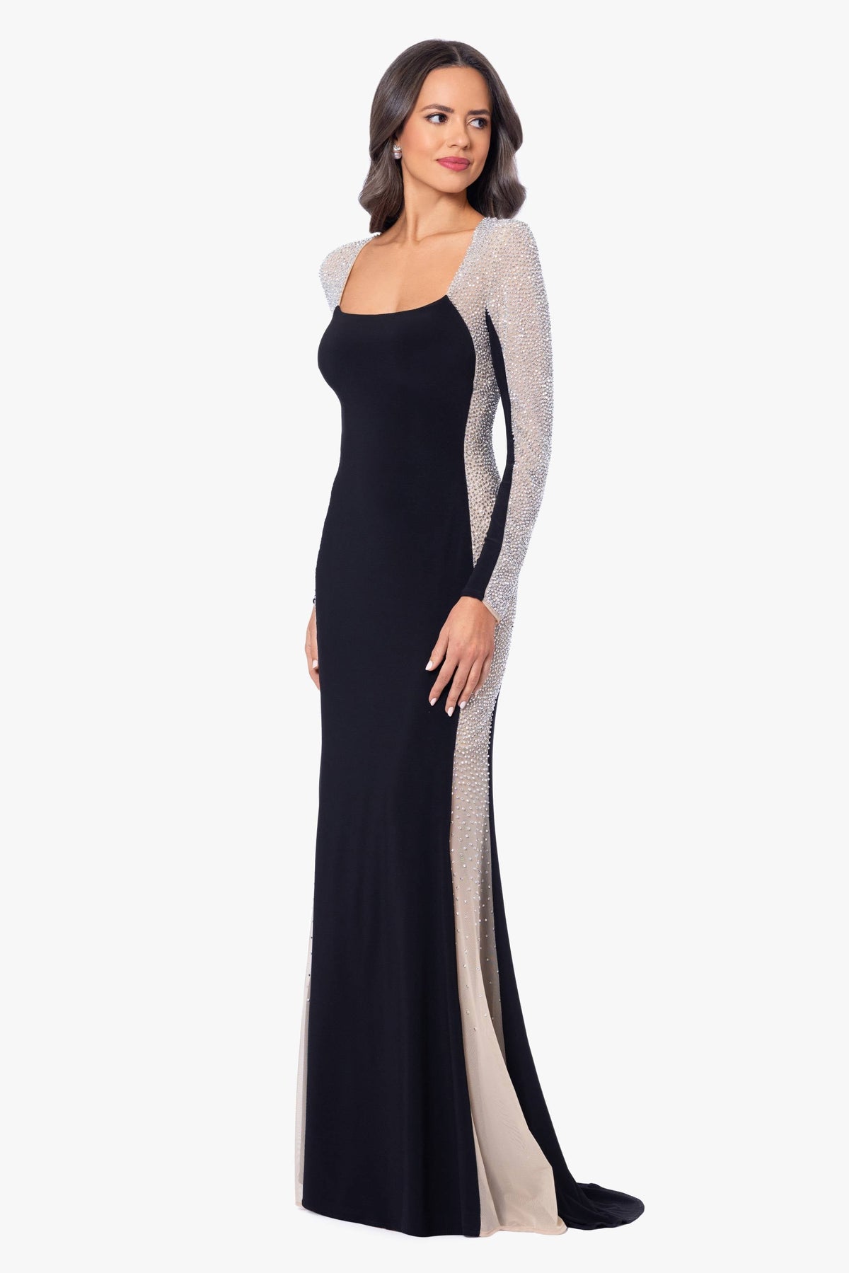 XSCAPE "Jillian" Long Sleeve Caviar Dress