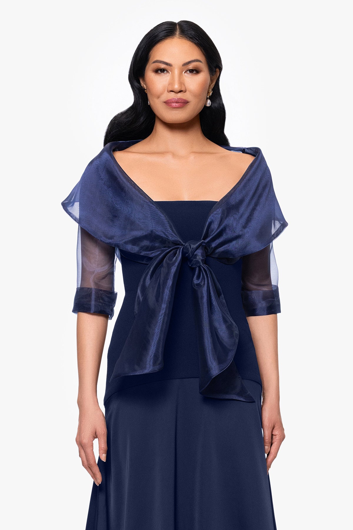 XSCAPE "Agnes" Organza 3/4 Sleeve Shawl Wrap