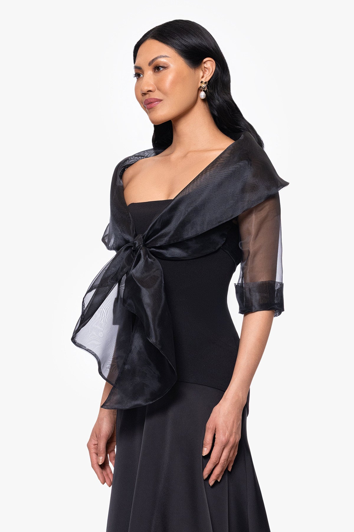 XSCAPE "Agnes" Organza 3/4 Sleeve Shawl Wrap
