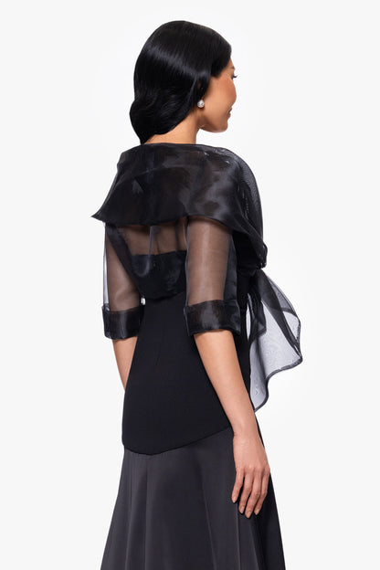 XSCAPE "Agnes" Organza 3/4 Sleeve Shawl Wrap