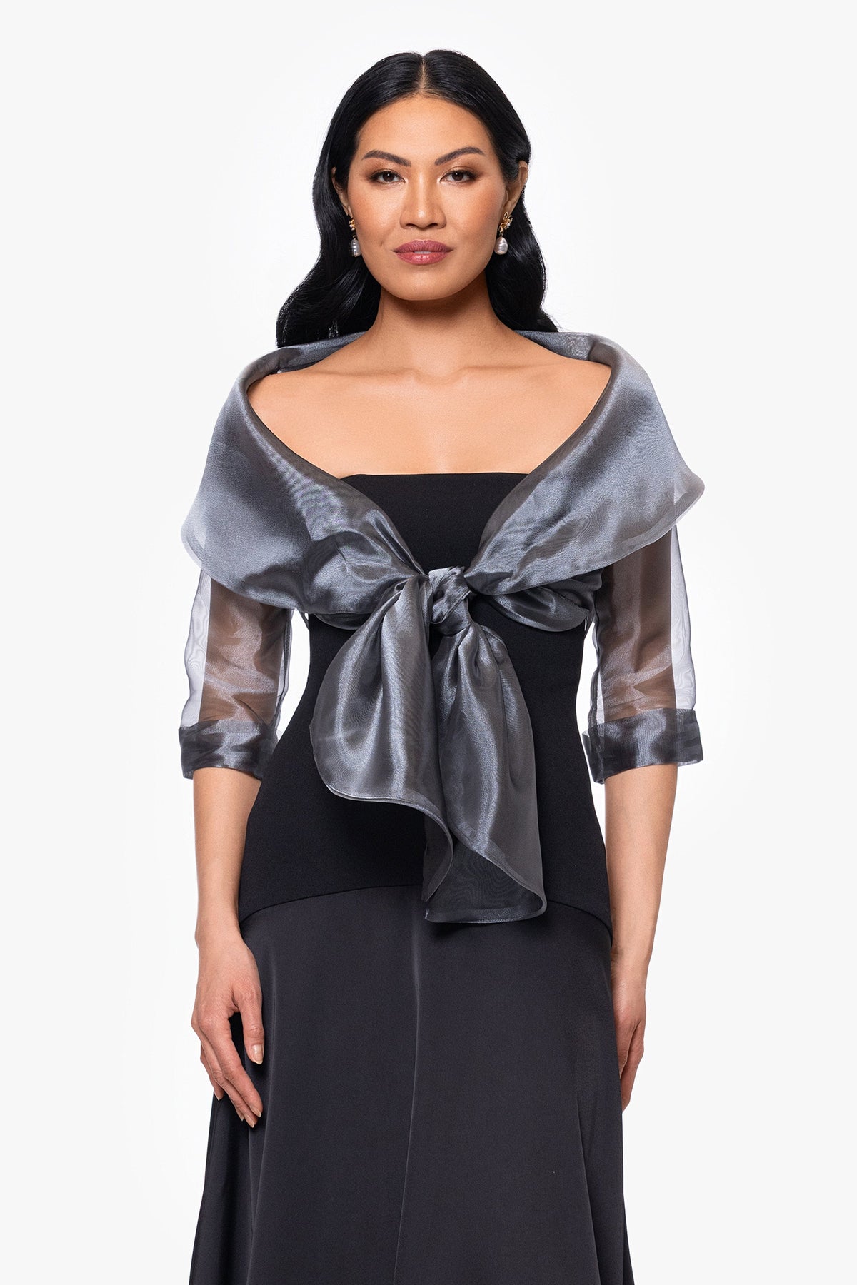 XSCAPE "Agnes" Organza 3/4 Sleeve Shawl Wrap