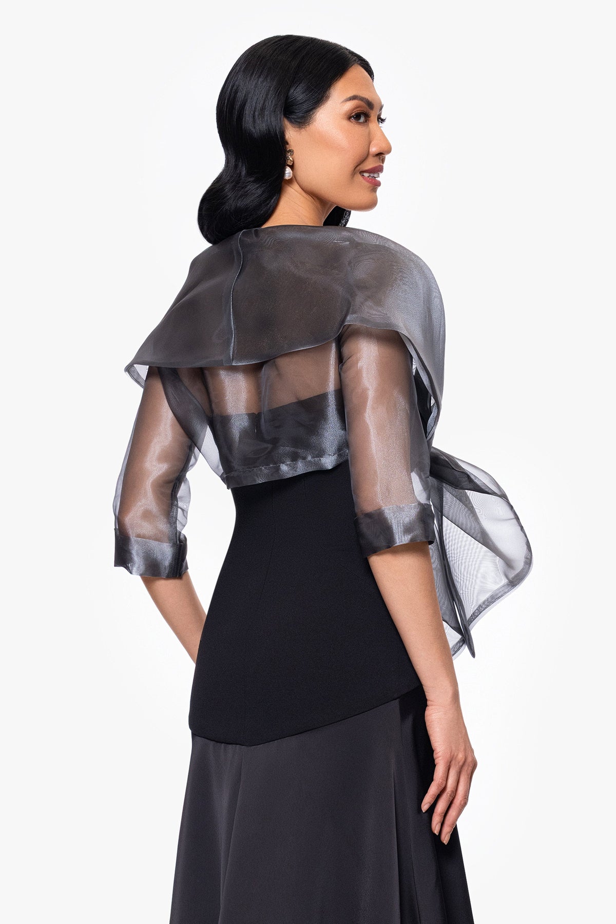 XSCAPE "Agnes" Organza 3/4 Sleeve Shawl Wrap