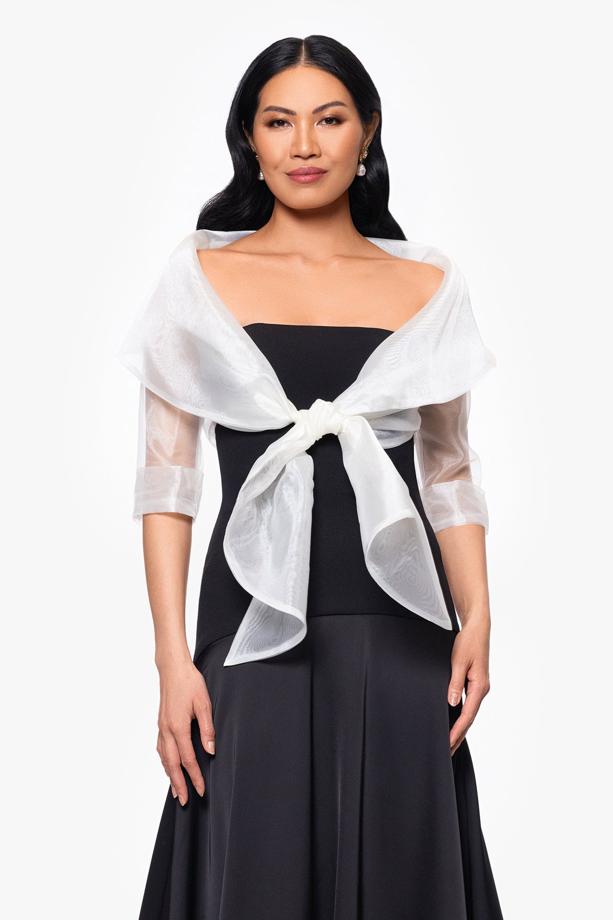 XSCAPE "Agnes" Organza 3/4 Sleeve Shawl Wrap