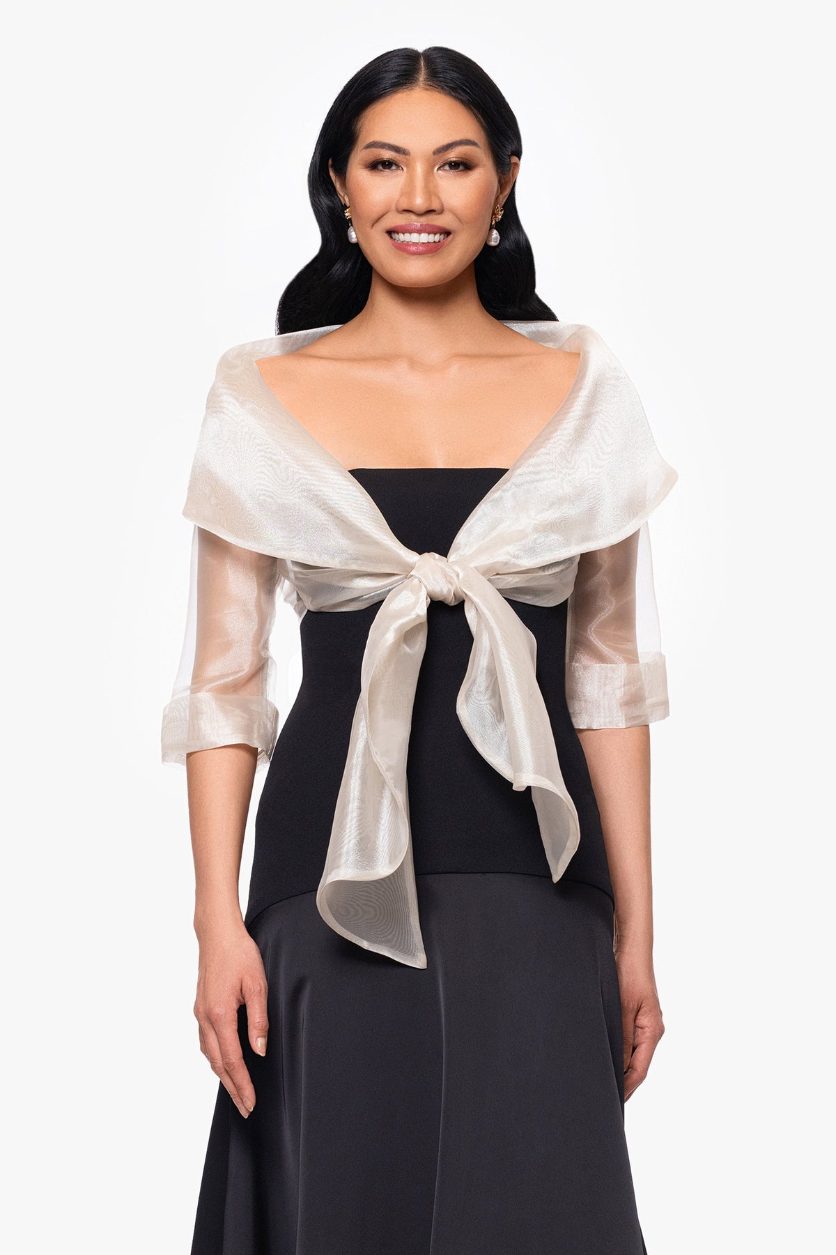 XSCAPE "Agnes" Organza 3/4 Sleeve Shawl Wrap