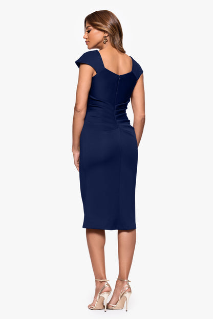 XSCAPE "Lyla" Techno Scuba Asymmetrical Neckline Dress