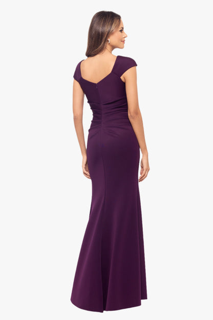 XSCAPE Petite "Lenore" Techno Scuba Asymmetrical Neckline Dress