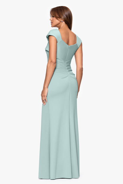 XSCAPE Petite "Lenore" Techno Scuba Asymmetrical Neckline Dress