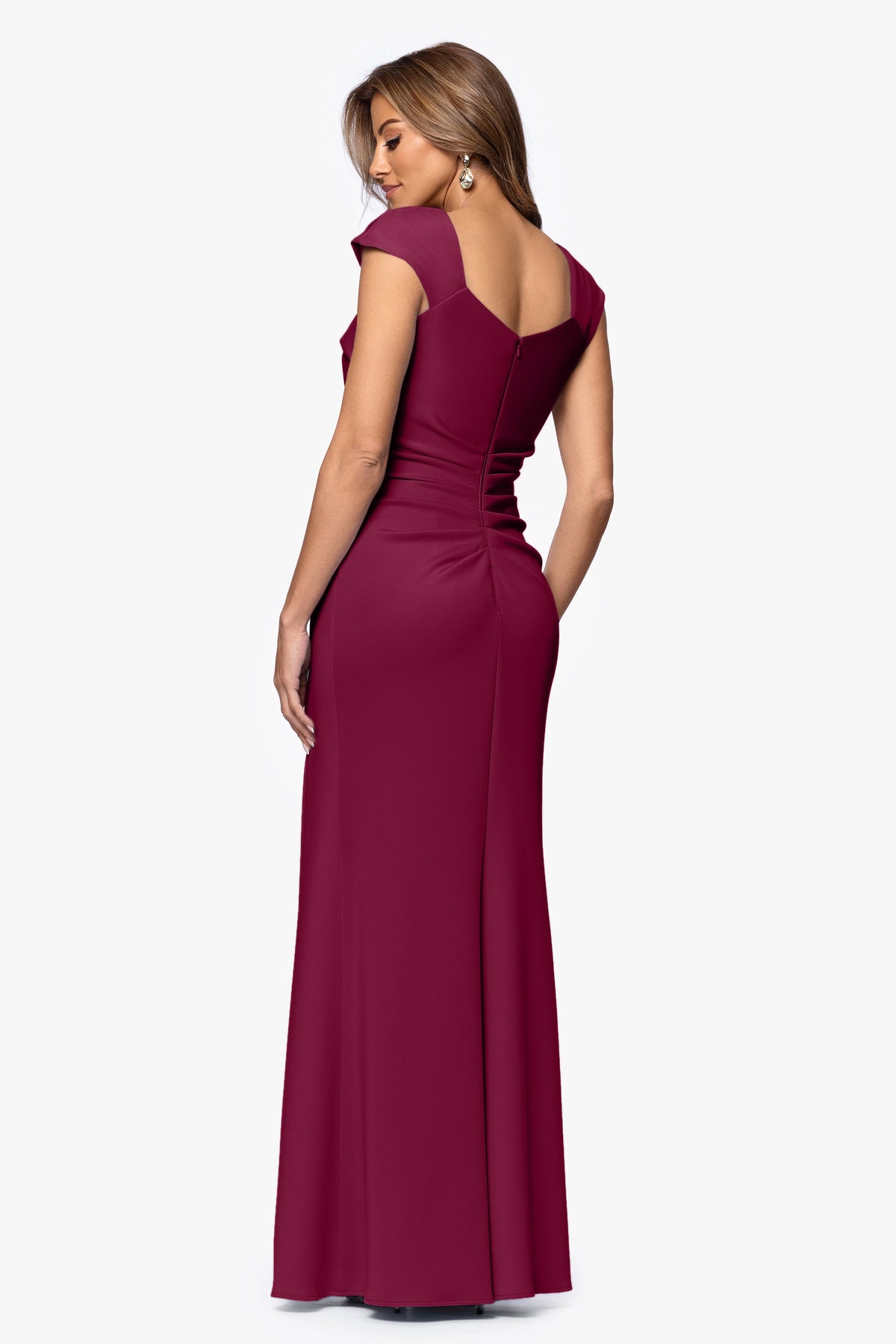 XSCAPE Petite "Lenore" Techno Scuba Asymmetrical Neckline Dress