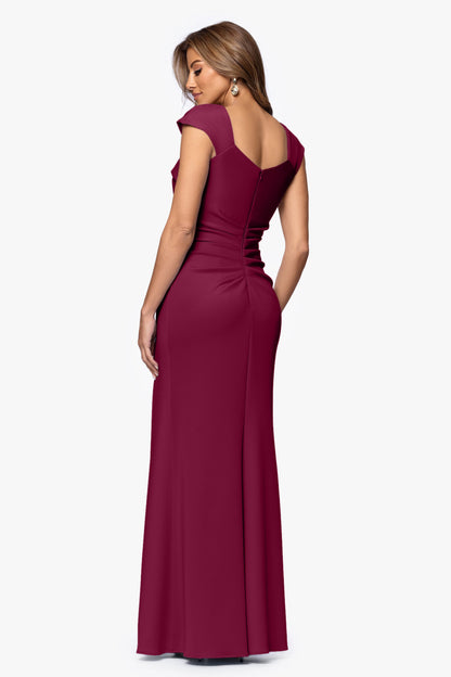 XSCAPE Petite "Lenore" Techno Scuba Asymmetrical Neckline Dress