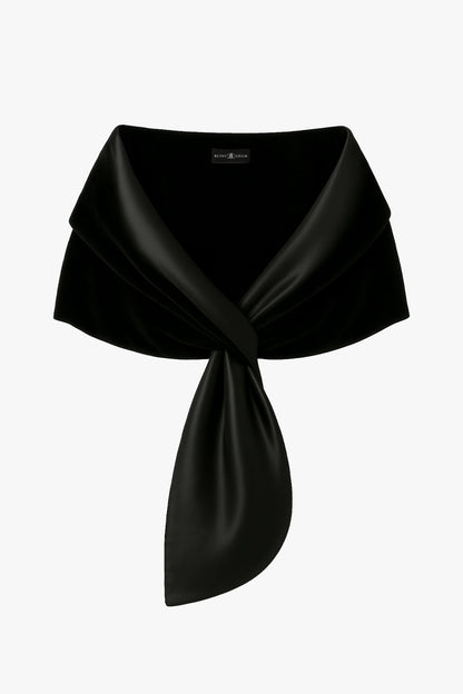 XSCAPE "Rosemary" Velvet and Satin Pull Through Shawl Wrap