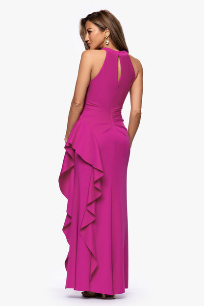 XSCAPE "Gigi" Techno Scuba Cross Neck Dress