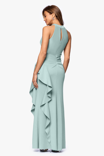 XSCAPE Petite "Gigi" Techno Scuba Cross Neck Dress