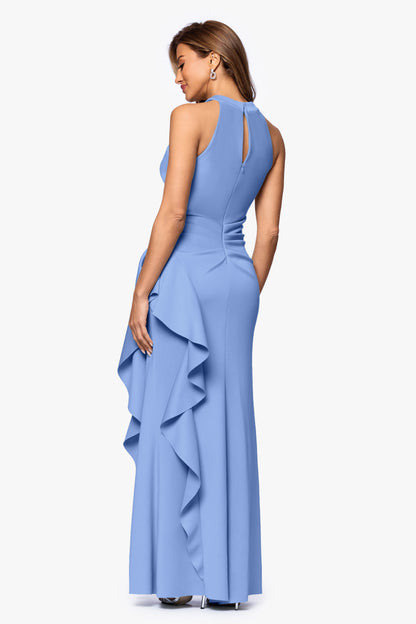 XSCAPE Gigi" Techno Scuba Cross Neck Dress