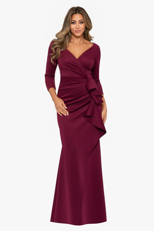 XSCAPE "Lexi" Scuba Crepe Long Sleeve Dress