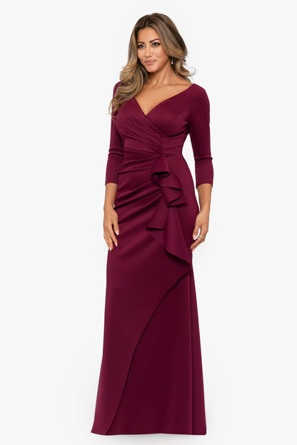 XSCAPE "Lexi" Scuba Crepe Long Sleeve Dress