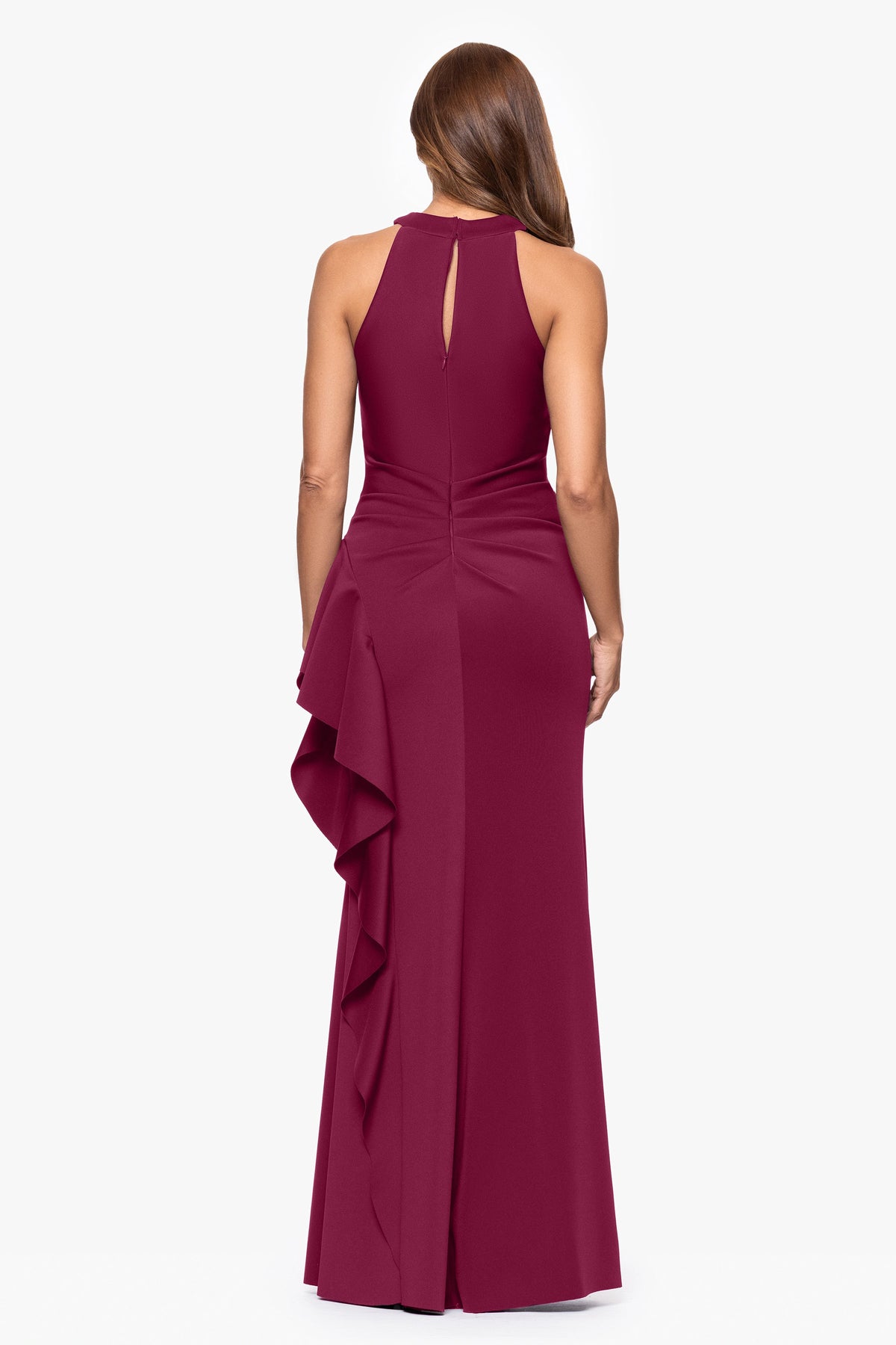 XSCAPE Petite "Gigi" Techno Scuba Cross Neck Dress