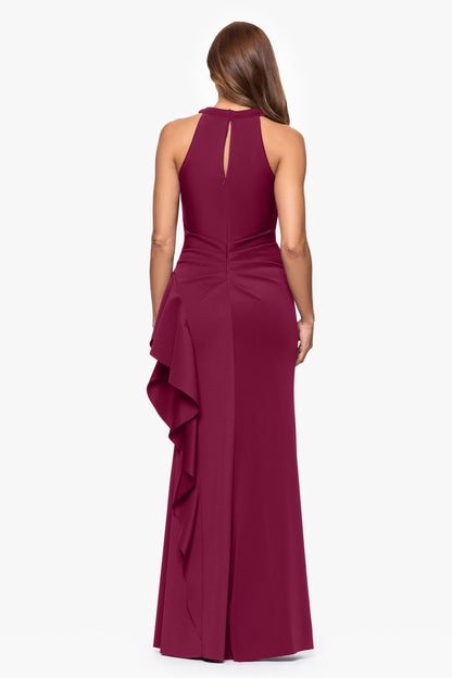 XSCAPE Petite "Gigi" Techno Scuba Cross Neck Dress