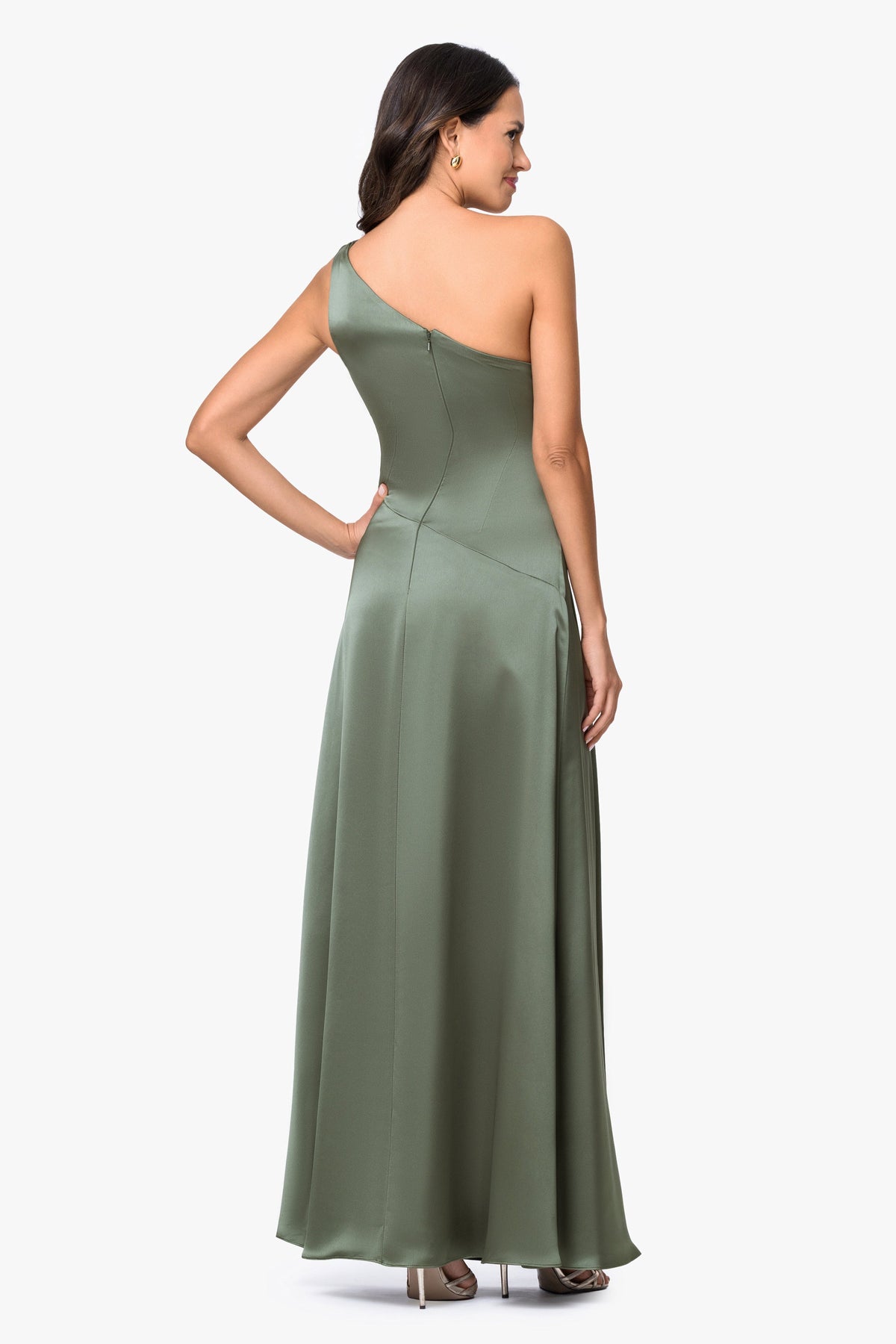 XSCAPE "Leona" Satin Twist Waist Dress