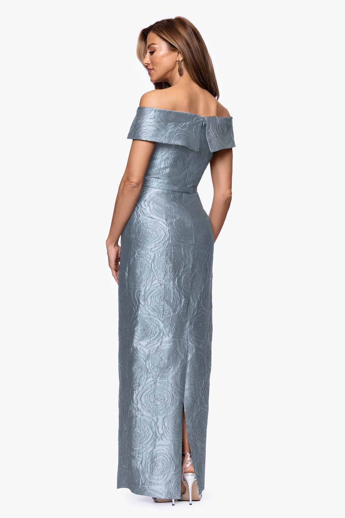 XSCAPE "Barbara" Jacquard Off The Shoulder Dress
