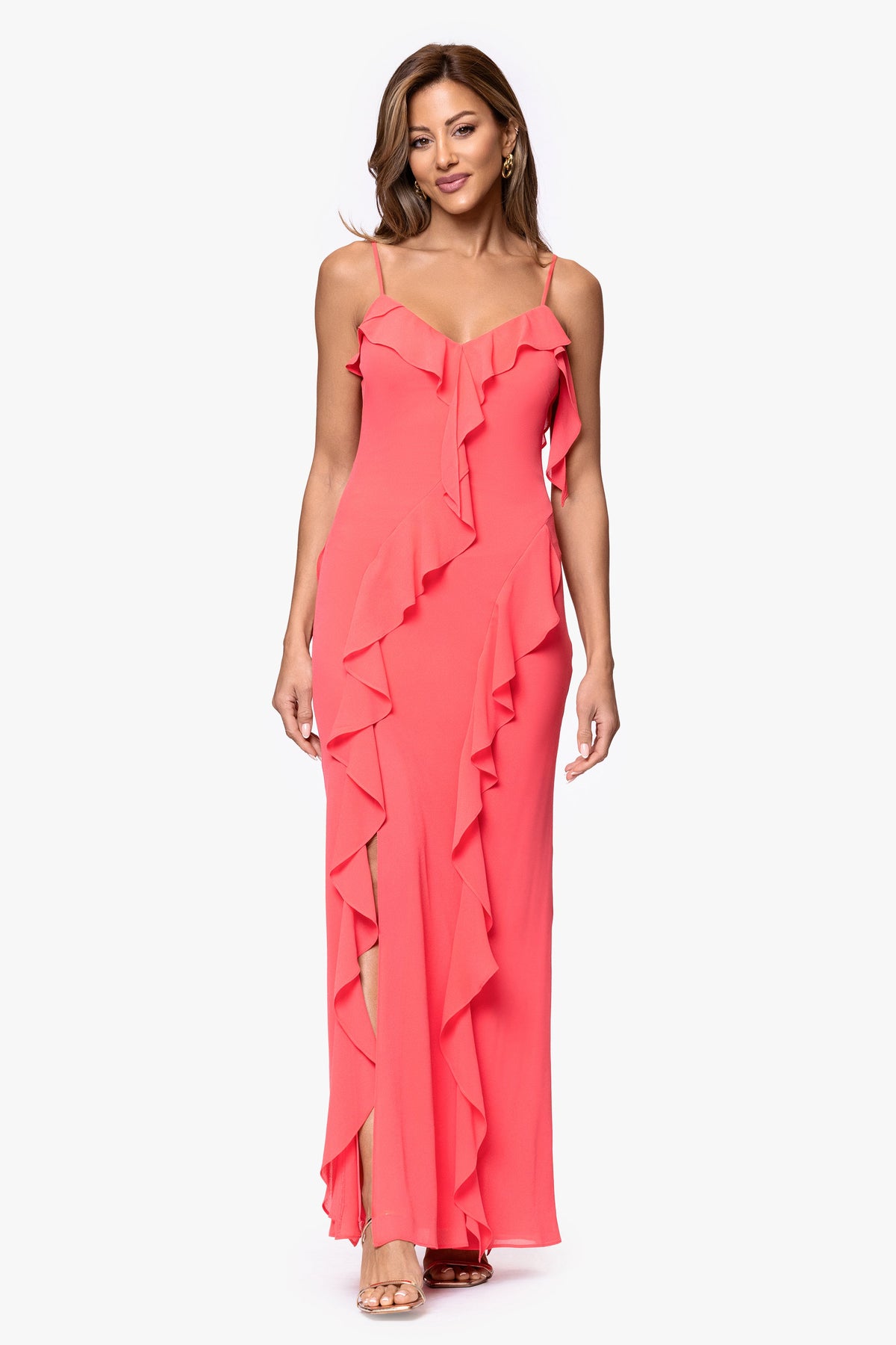 XSCAPE "Summer" Chiffon Ruffle Dress