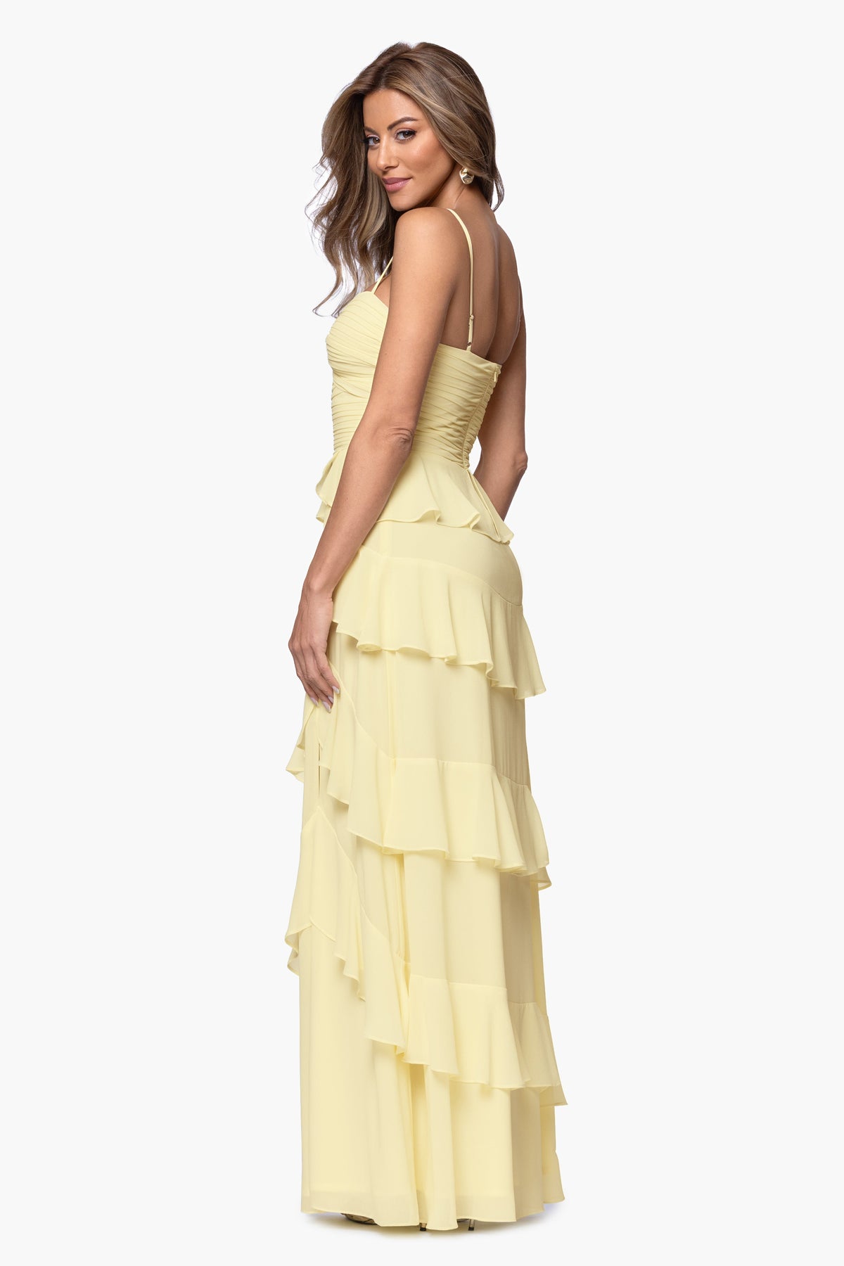XSCAPE "Penny" Chiffon Tiered Ruffle Dress