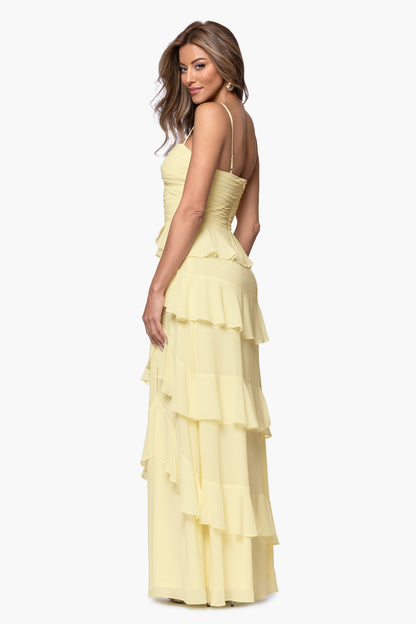 XSCAPE "Penny" Chiffon Tiered Ruffle Dress