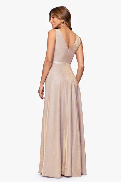 XSCAPE "Dawn" Galaxy Knit V-Neck Dress