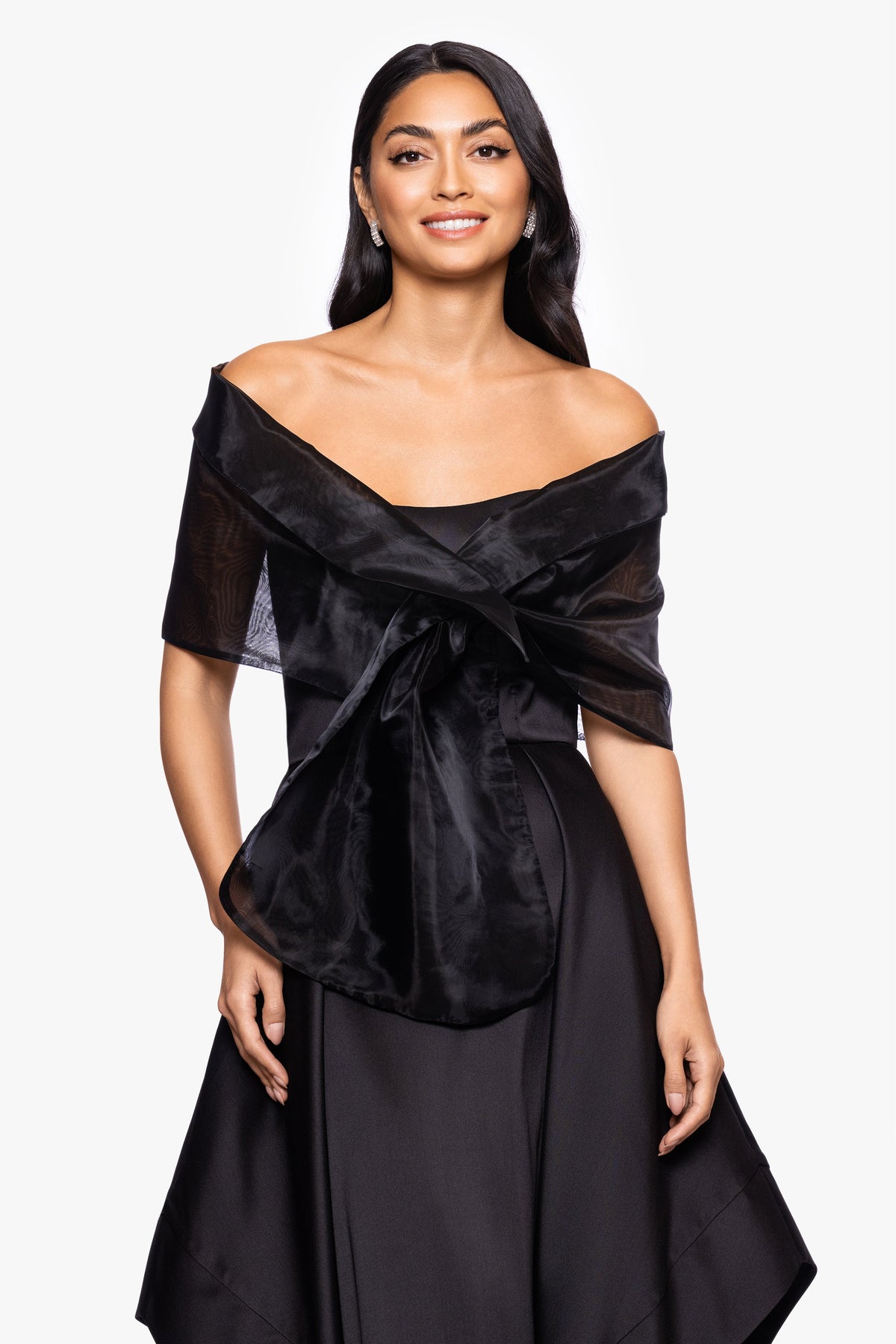 XSCAPE "Joan" Pull Through Organza Shawl Wrap