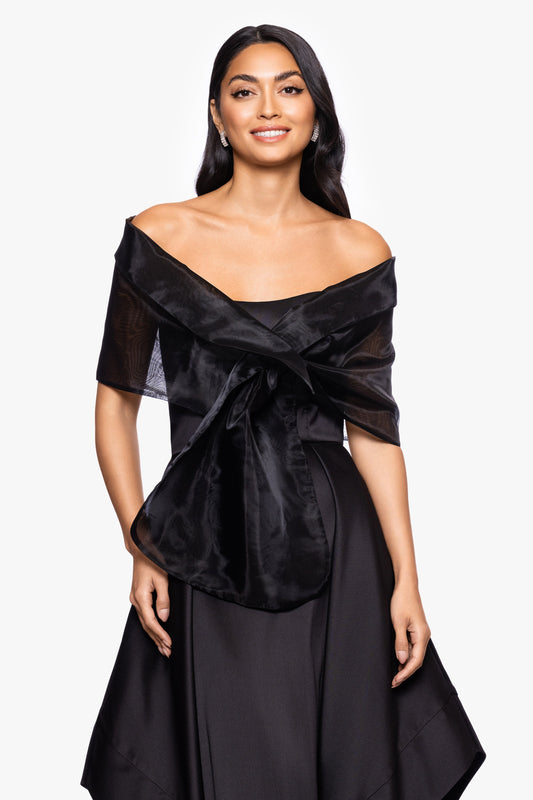 XSCAPE "Joan" Pull Through Organza Shawl Wrap