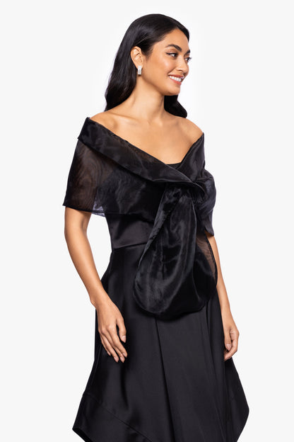 XSCAPE "Joan" Pull Through Organza Shawl Wrap