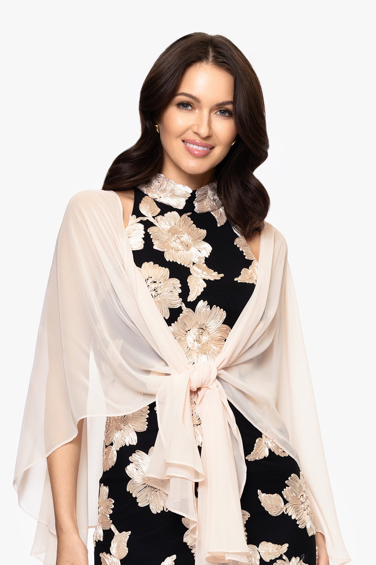 XSCAPE "Bernadette" Chiffon Shawl Wrap