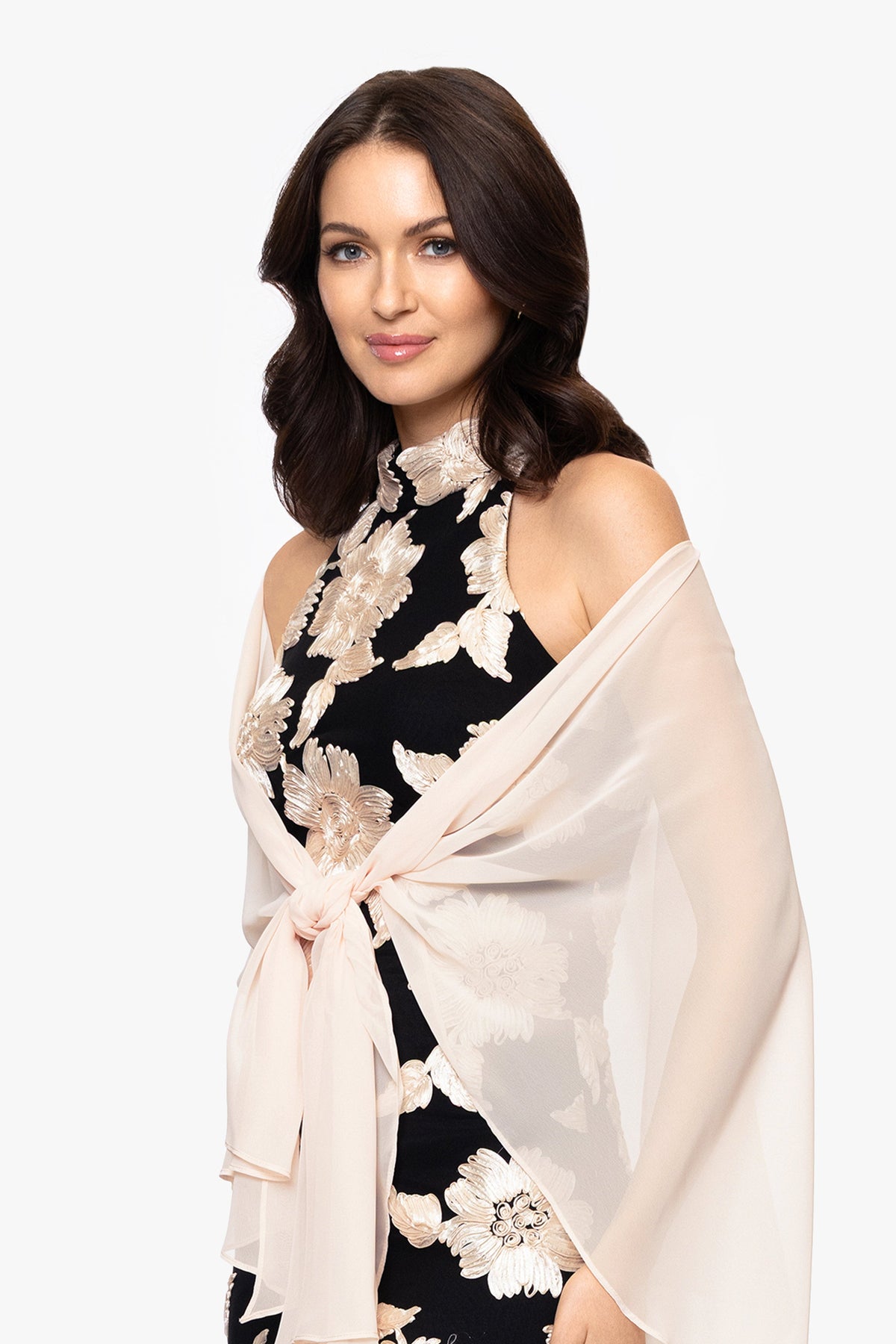 XSCAPE "Bernadette" Chiffon Shawl Wrap