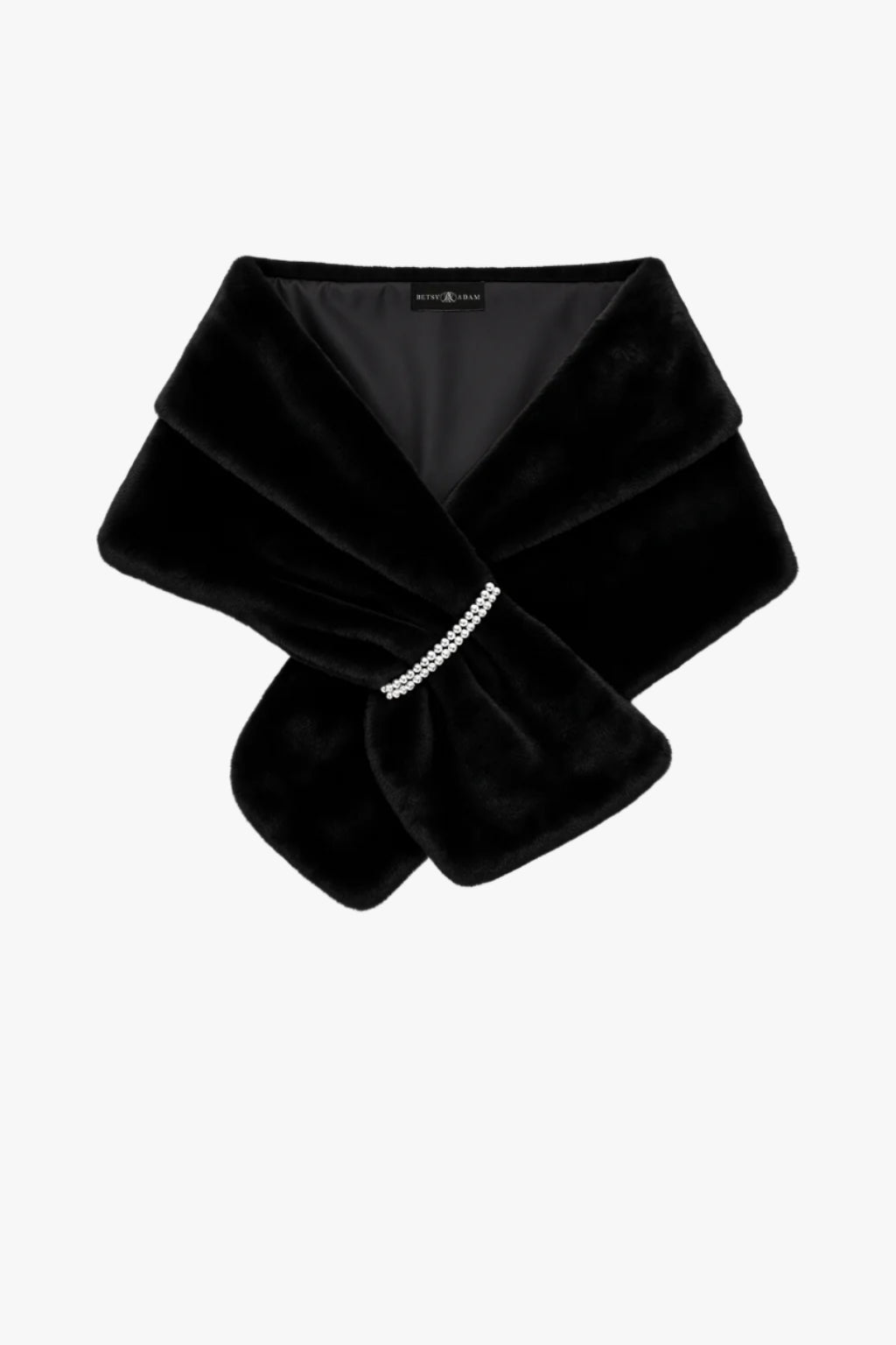 XSCAPE "Betty" Faux Fur Pearl Trim Shawl Wrap